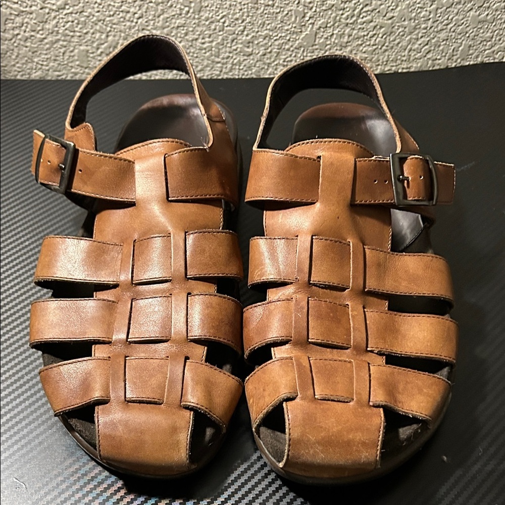 Mephisto Tan Leather Men's Sandals